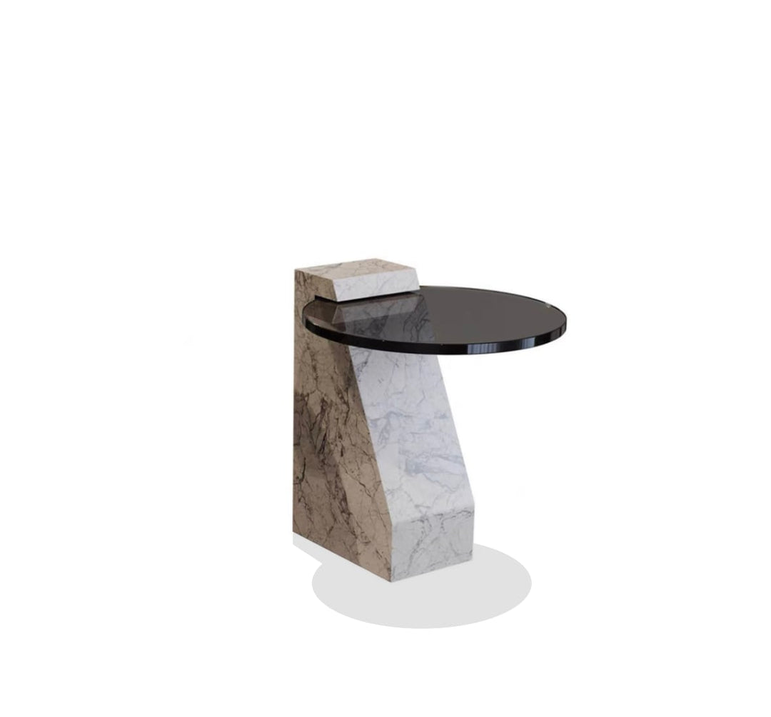 ALBA - Side Table | Natural Marble+Glass