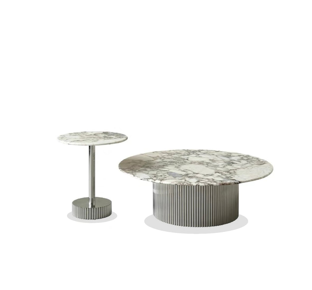 EMMA- Side Table | Stainless steel+Artifical marble
