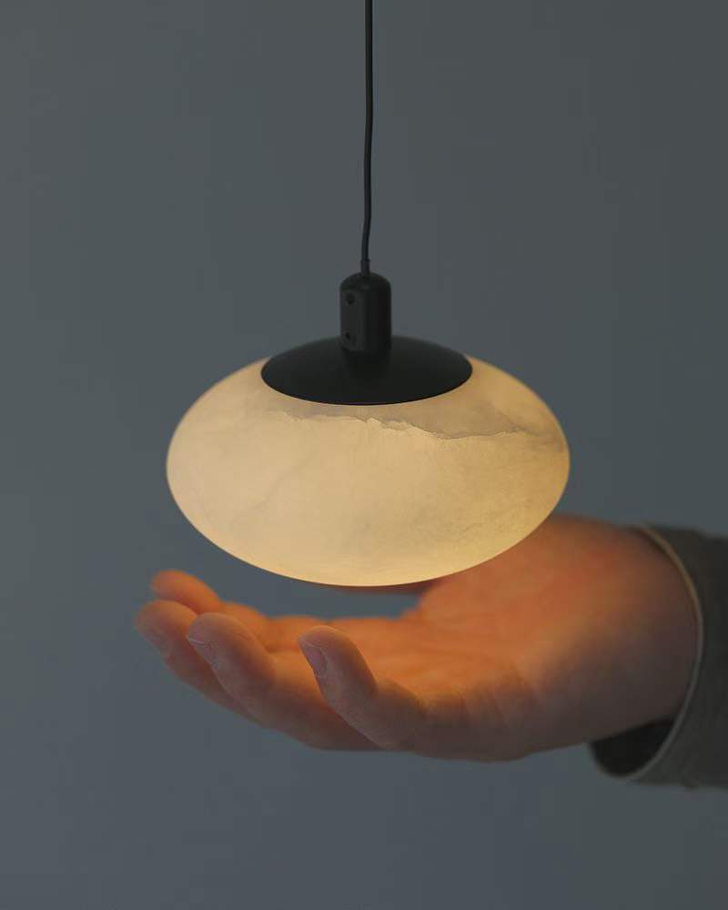 Alabaster Mini Mushroom Pendant Light - Adjustable Version with Upgrader