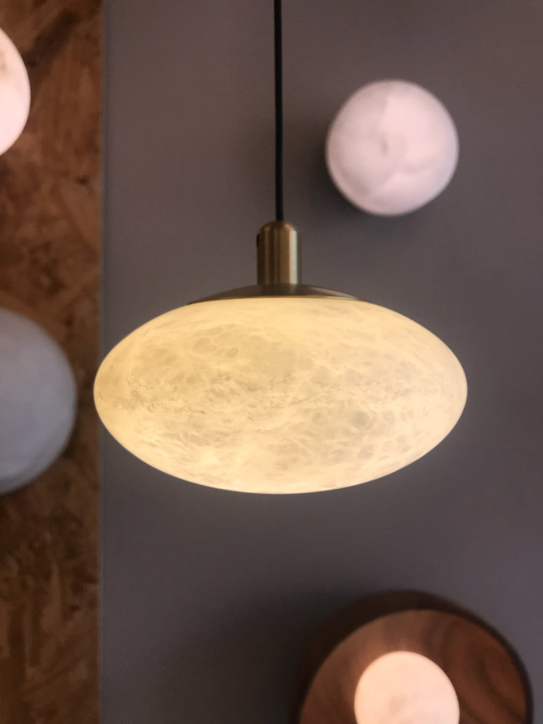 Alabaster Mini Mushroom Pendant Lamp - Adjustable Version with Upgrader