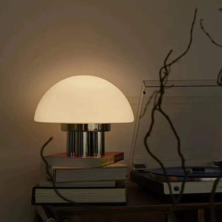 Nordic Vintage Creamy Mushroom Glass Table Lamp
