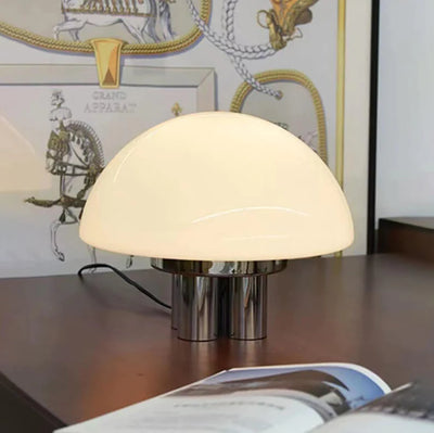 Nordic Vintage Creamy Mushroom Glass Table Lamp