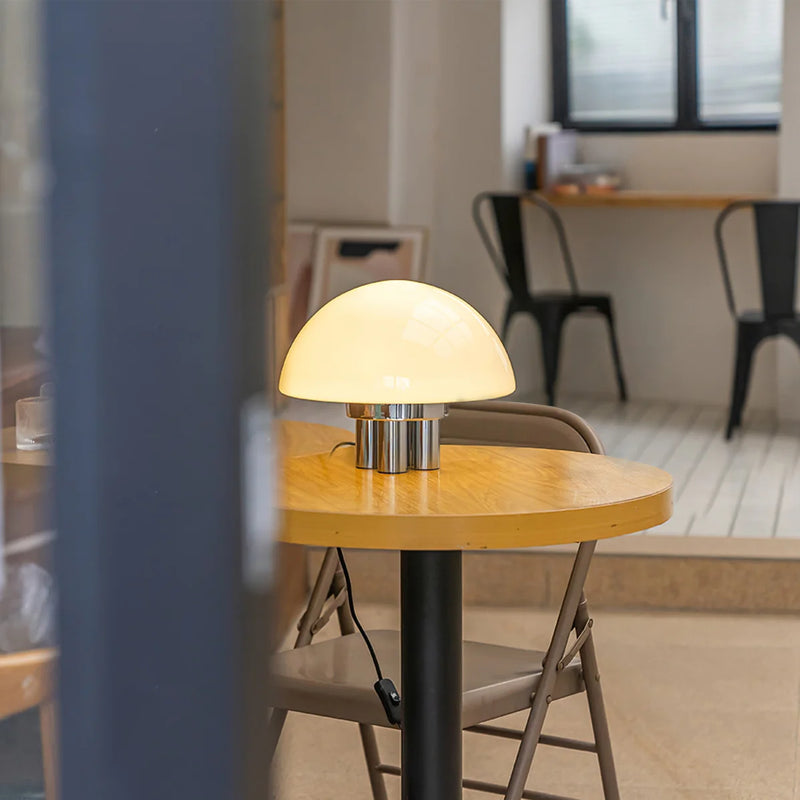 Nordic Vintage Creamy Mushroom Glass Table Lamp
