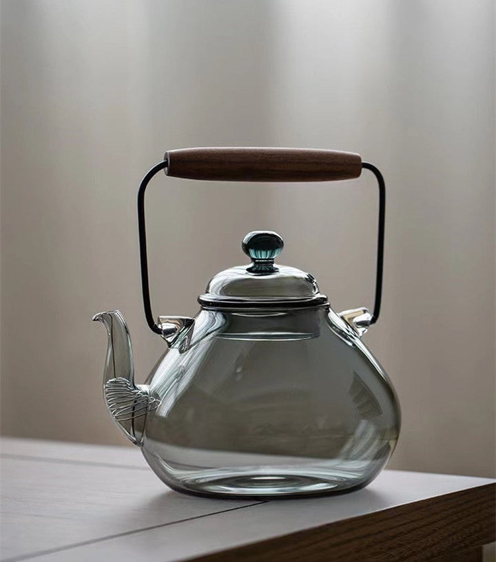 Toshiro | Smoky Gray Heat-resistant Glass Tea Kettle & Cup