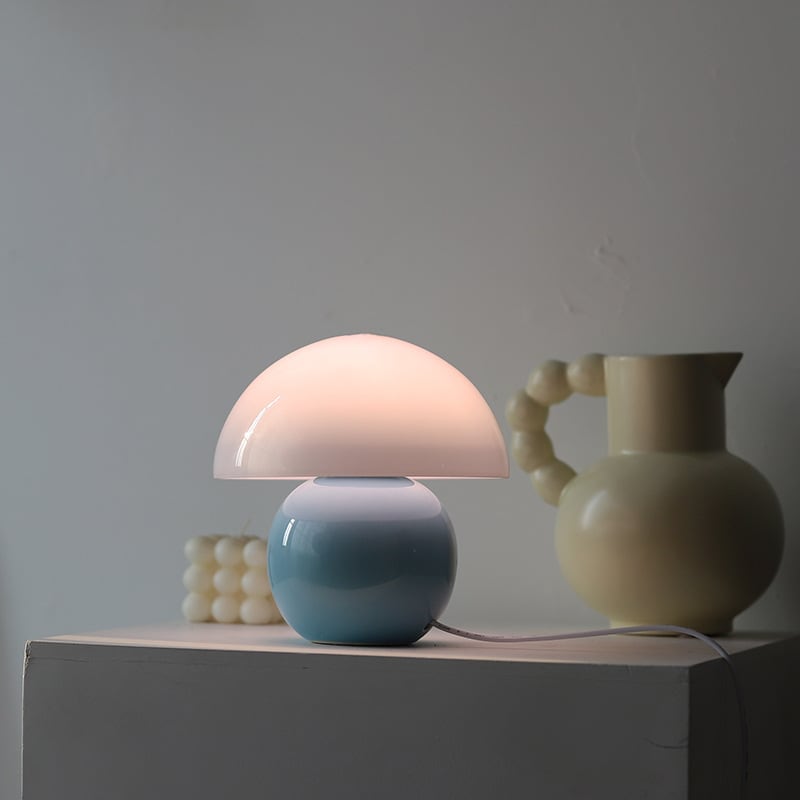 Kayo | Cream Glass Mushroom Table Lamp - Plug in