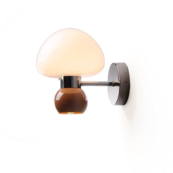 Ezaki Cream Glass Mushroom Sconce / Wall Lamp