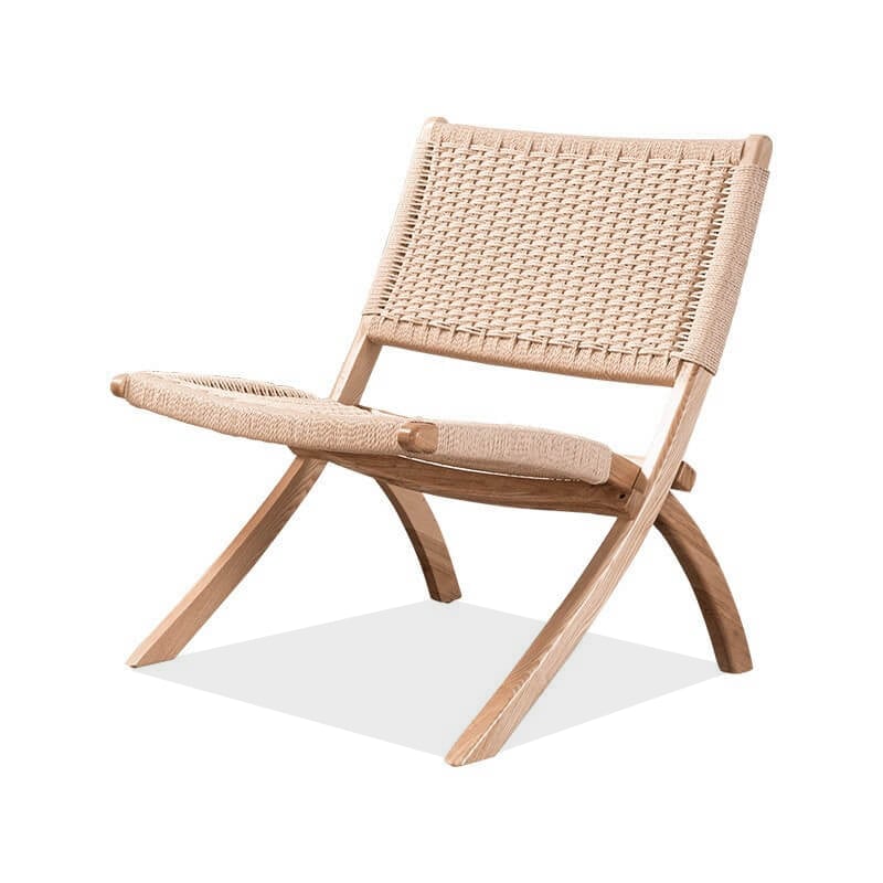 Tomomi-KPR Folding Lounge Chair - Solid Wood & Kraft Paper Rope