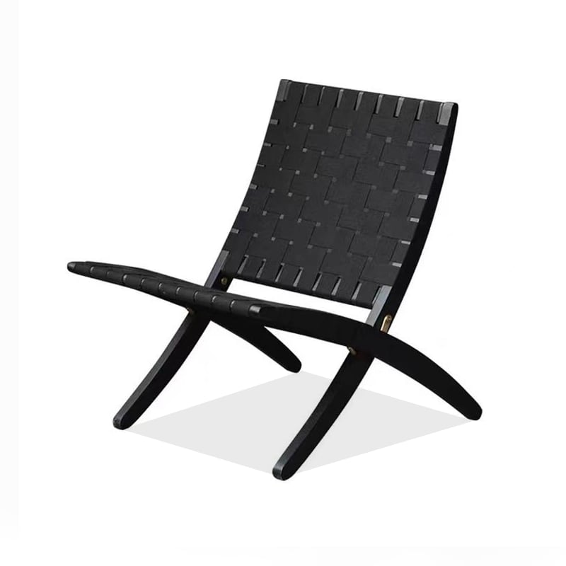 Tomomi-CW Folding Lounge Chair - Solid Wood & Canvas Woven