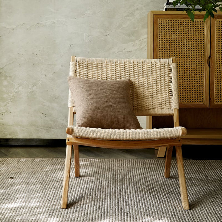 Tomomi-KPR Folding Lounge Chair - Solid Wood & Kraft Paper Rope