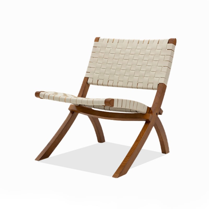 Tomomi-ML Folding Lounge Chair - Solid Wood & Microfiber Leather