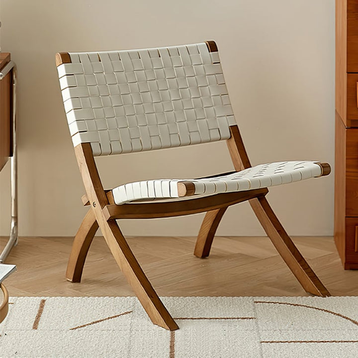 Tomomi-ML Folding Lounge Chair - Solid Wood & Microfiber Leather