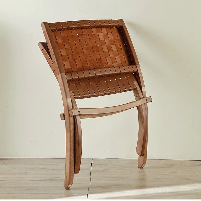 Tomomi-ML Folding Lounge Chair - Solid Wood & Microfiber Leather