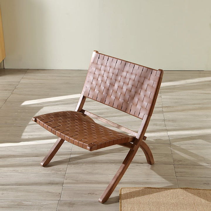 Tomomi-ML Folding Lounge Chair - Solid Wood & Microfiber Leather