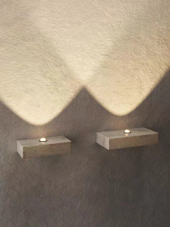 Wabi-Sabi Honey Travertine Wall Light | Sconces
