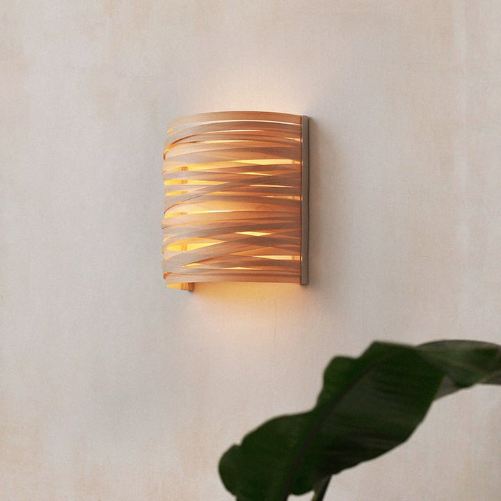 Wabi-Sabi Cross Wood & Rattan Sconce | Wall Lamp