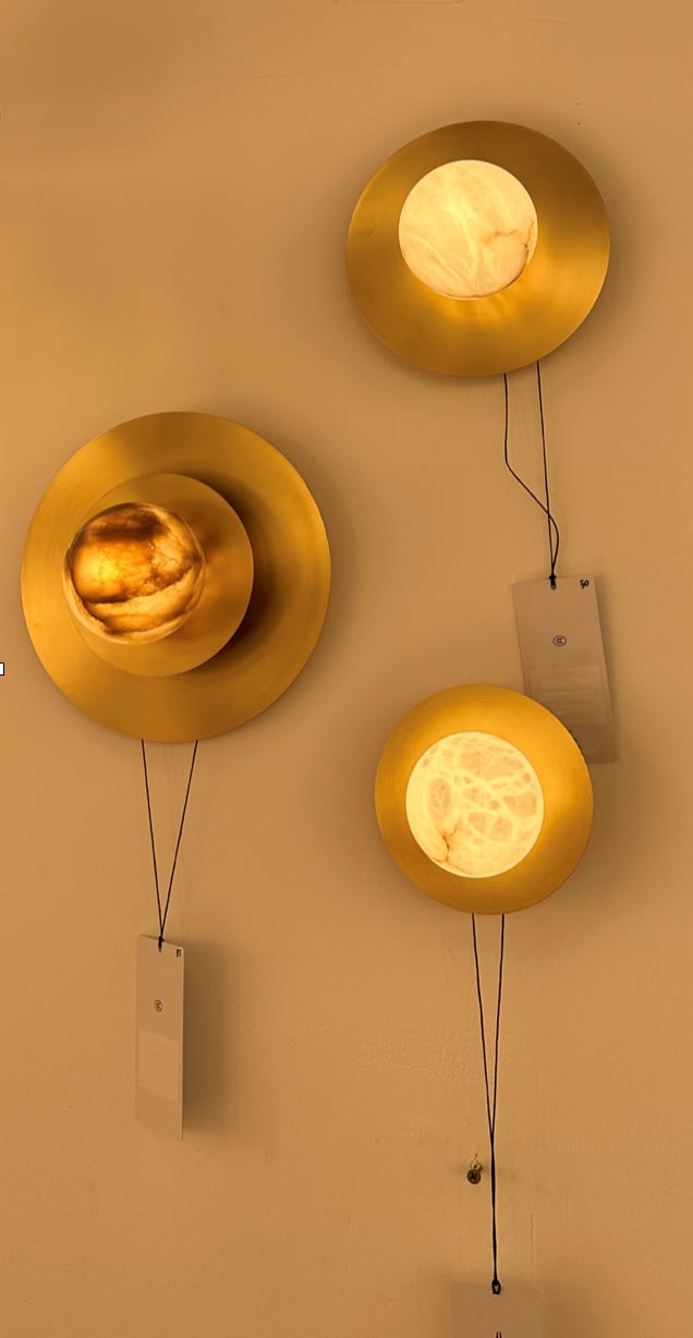 MD10 M&B | Spanish Marble & Brass Base Disc Ceiling / Wall Lamp | Sconces