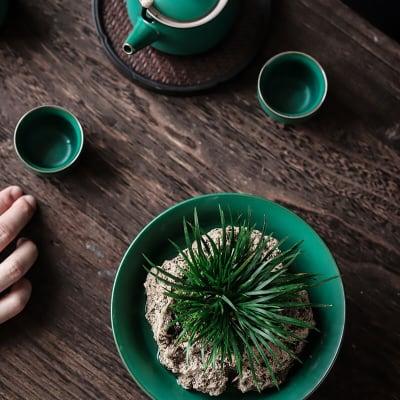 Japanese 180mm Tea Art Dessert Plate | Potted Decorative Tray - mokupark.com