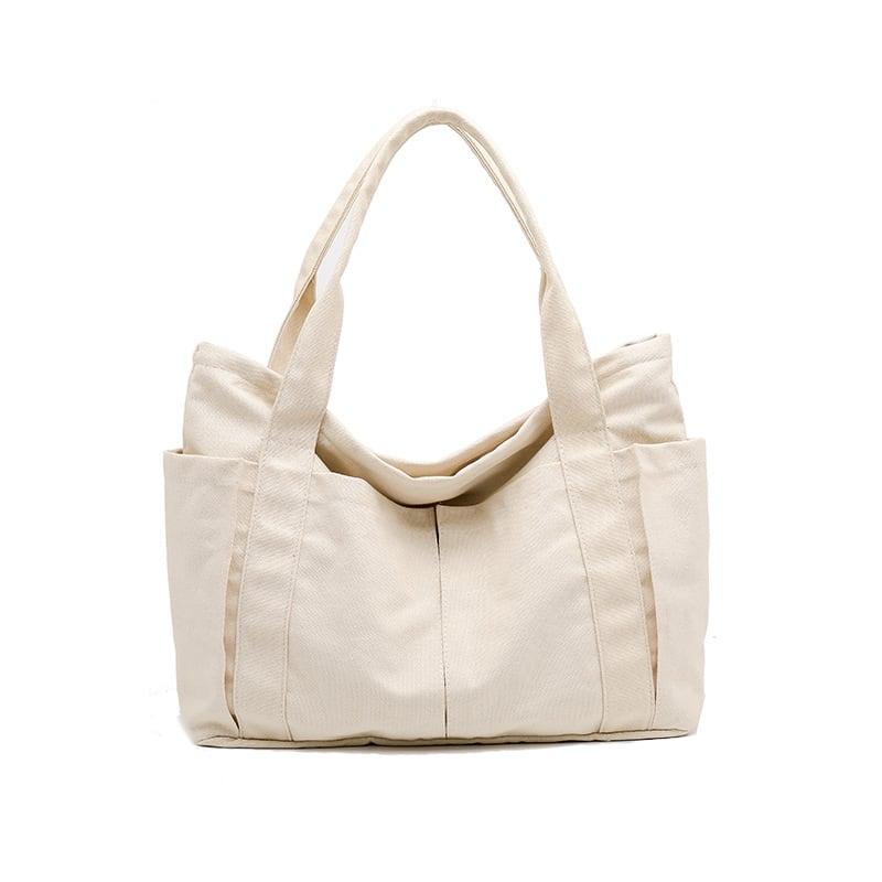 Oversize Functional Canvas Tote Bag | Shoulder Bag - mokupark.com