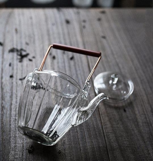 Japanese-style Heat-resistant Glass Handmade Hammer Pattern Small Teapot - mokupark.com