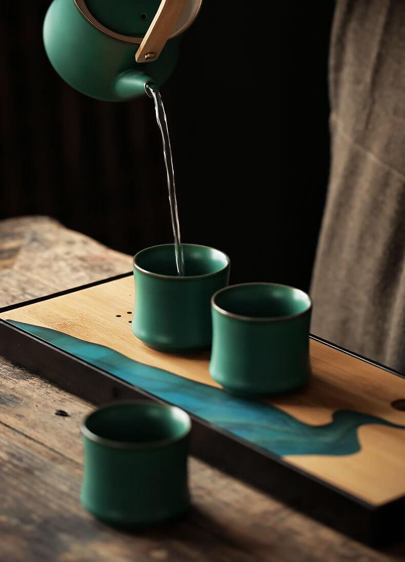 Japanese Ceramic Tea Cup | Ceramic Bamboo Cup - 4 pcs