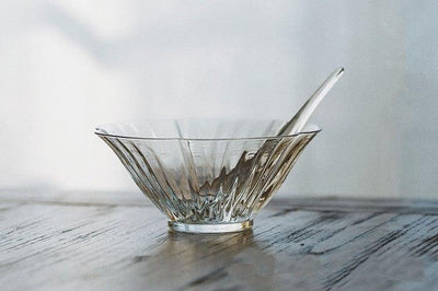 Japanese High Temperature Resistant Flower-shaped Glass Tea Bowl & Spoon Set ｜ Chawan Set - mokupark.com