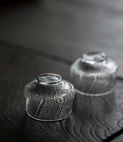 Japanese-style Handmade Hammer Pattern Smelling Small Glass Teacup - 6 pcs - mokupark.com