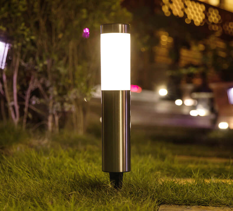Cylindrical Solar Outdoor Pathway Lights - 2 Pcs