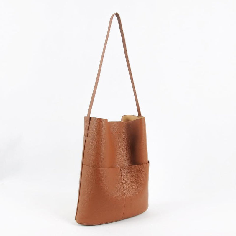 NO.2 Brown Full Grain Cow Leather Bucket Bag | Tote Bag | Shoulder Bag - mokupark.com