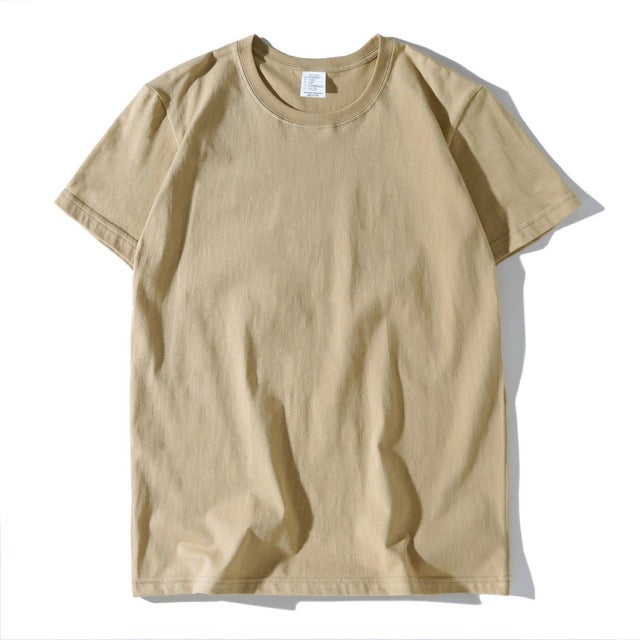 200g Combed Cotton Unisex T-Shirt-Light Khaki