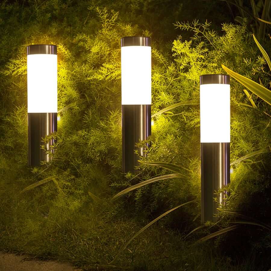 Cylindrical Solar Outdoor Pathway Lights - 2 Pcs