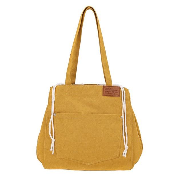 Functional Drawstring Canvas Tote Bag | Shoulder Bag | Hobo Bag - mokupark.com