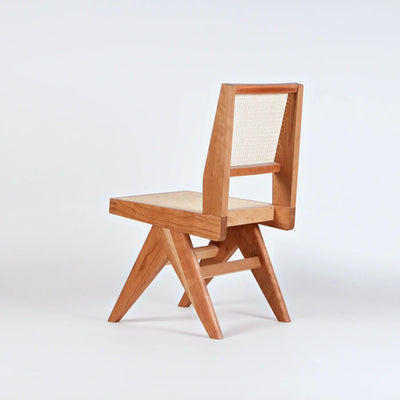 Akai Rika - Cherry Wooden & Rattan Side Chair - PAIR