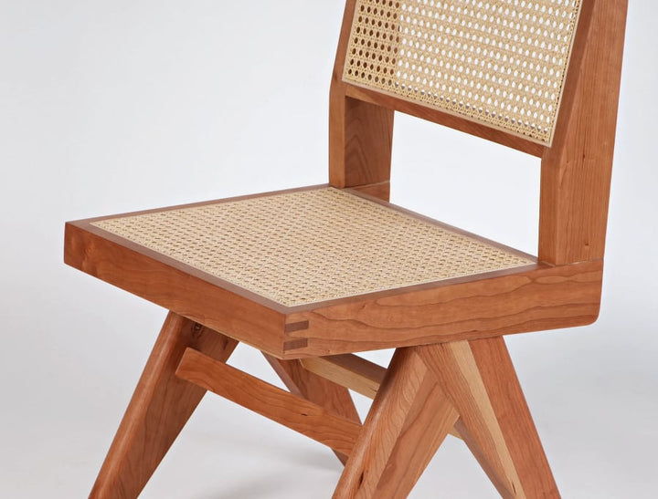 Akai Rika - Cherry Wooden & Rattan Side Chair - PAIR