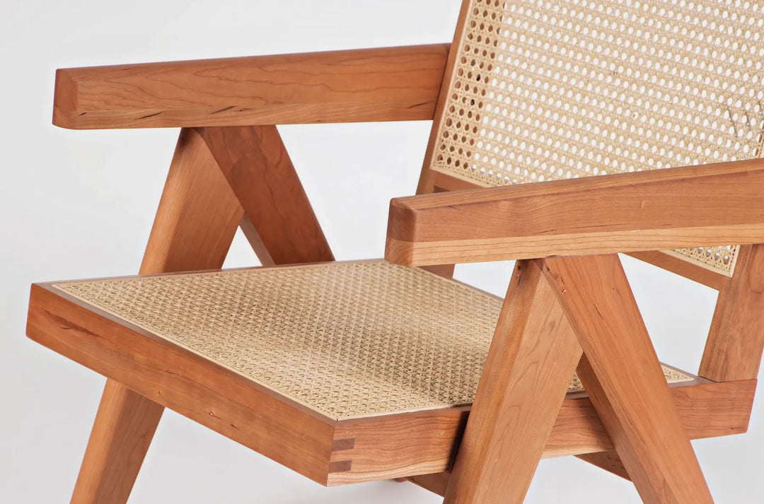 Akai Rika - Solid Wood & Rattan Lounge Chair With Armrests 70
