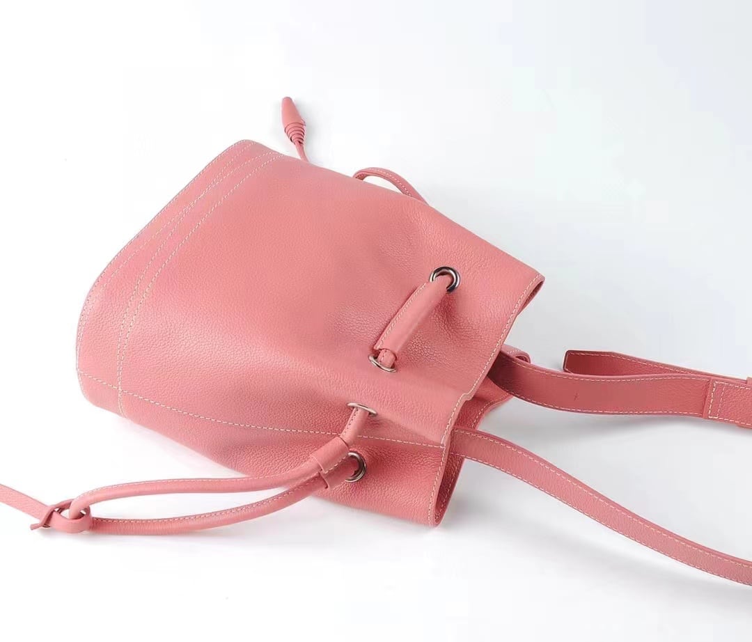 Pink Semi - Korean Handmade Mini Bucket Bag | Crossbody Bag in Leather