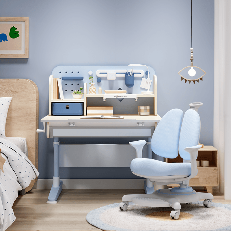 90cm Color Blue Children Height Adjustable Mini Study Desk Chair