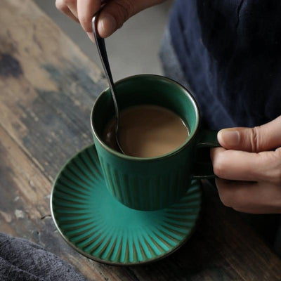 Ceramic Classic Coffee Cup & Saucer Set | Gourd Mug Set - mokupark.com