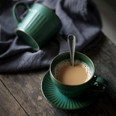 Ceramic Gourd Coffee Cup & Saucer Set | Gourd Mug Set - mokupark.com