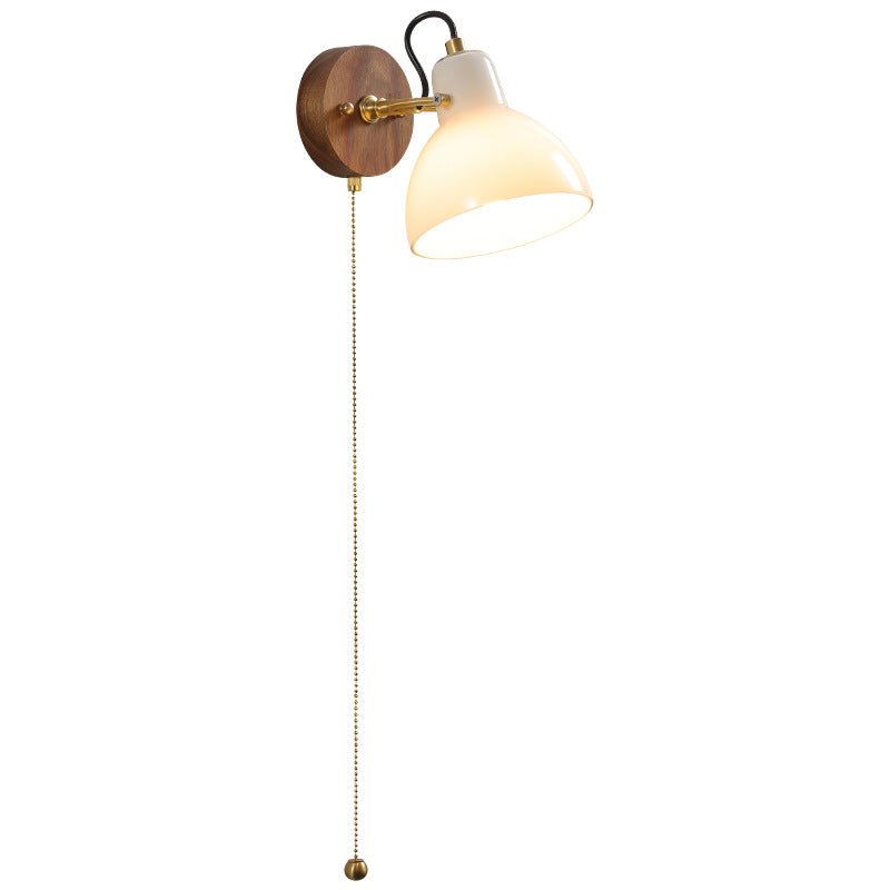 Cream Glass Rotating Surface Mount Sconce - Hardwired Version with a Pull-chain Switch