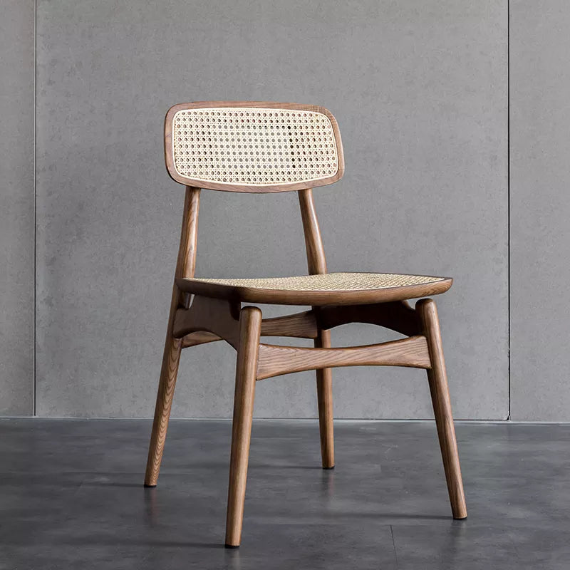 Oni - Ash Wood & Indonesian Water Vine Dinning Chair - Cherry Wood color - mokupark.com