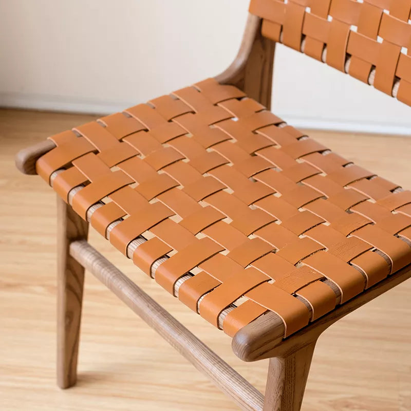 Juan - Solid Ash Wood & Leather Dining Chair - mokupark.com