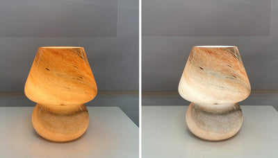 Murano Style Small Glass Mushroom Table Lamp - Plug in