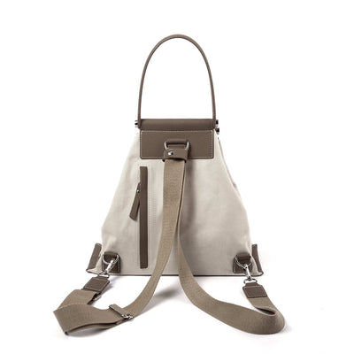 INA - Variety Tote Bag in Leather & Canvas _ Khaki