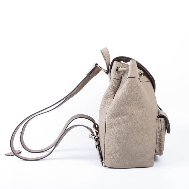 Korean Grey Full Grain Cow Leather Backpack - mokupark.com