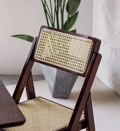 Akai Rika - Solid Wood & Rattan Dining Chair | Folding Chair