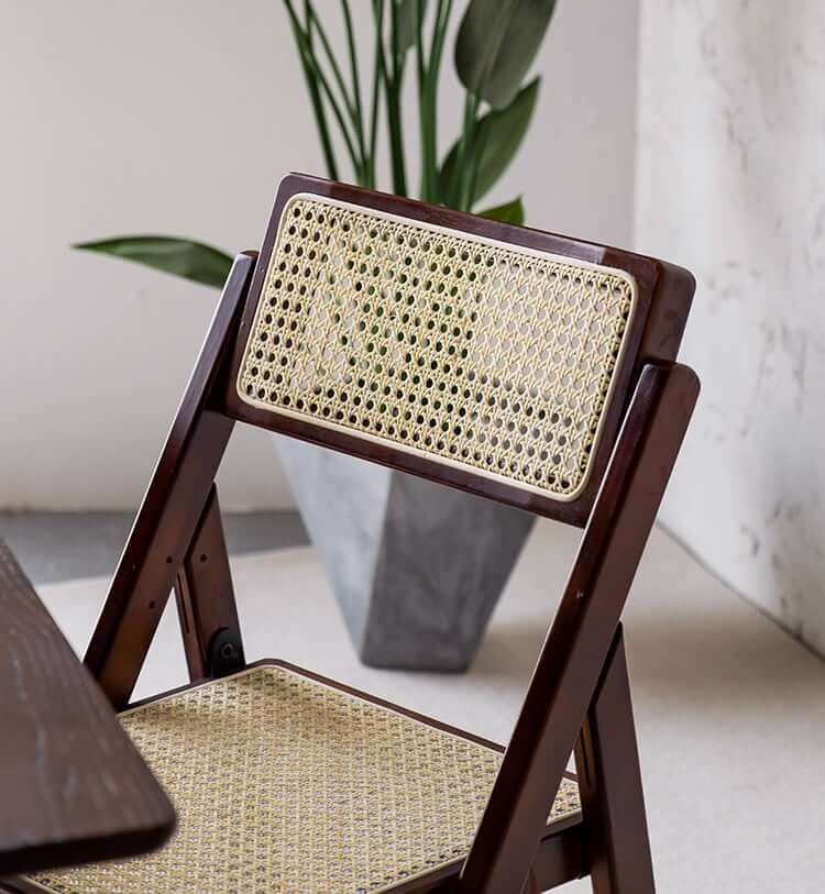 Akai Rika - Solid Wood & Rattan Dining Chair | Folding Chair