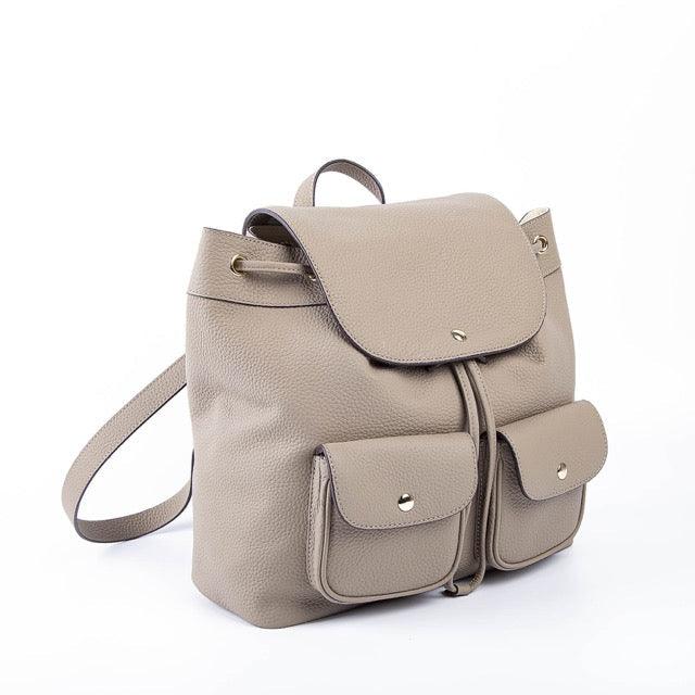 Korean Grey Full Grain Cow Leather Backpack - mokupark.com