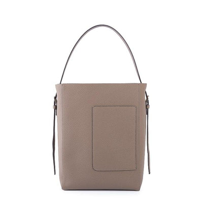 Semi-manual Khaki Full Grain Cow Leather Tote Bag | Shoulder Bag - mokupark.com