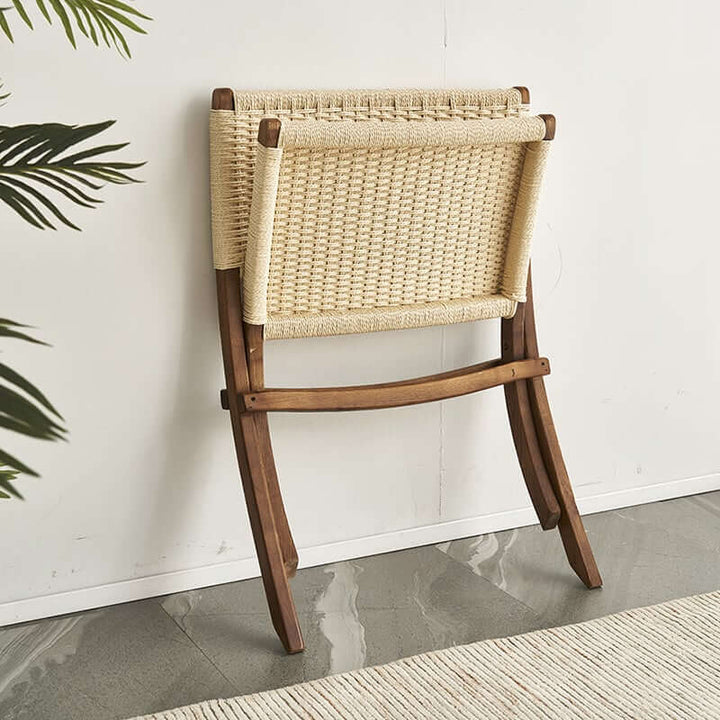 Tomomi-KPR Folding Lounge Chair - Solid Wood & Kraft Paper Rope