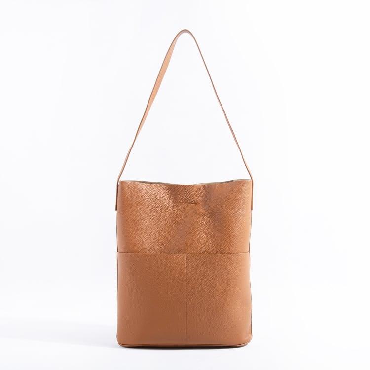 NO.2 Brown Full Grain Cow Leather Bucket Bag | Tote Bag | Shoulder Bag - mokupark.com